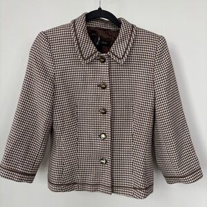 Escada Bergdorf Goodman New Wool Houndstooth‎ Blazer Size 36/S
